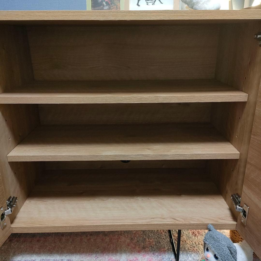 LOWYA ロウヤ リビングボード サイドボード ブラック天板 スチール脚