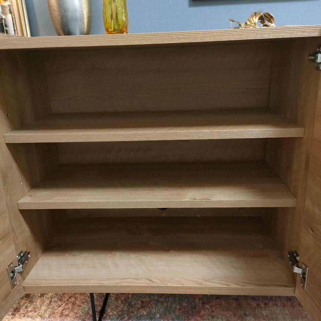 LOWYA ロウヤ リビングボード サイドボード ブラック天板 スチール脚