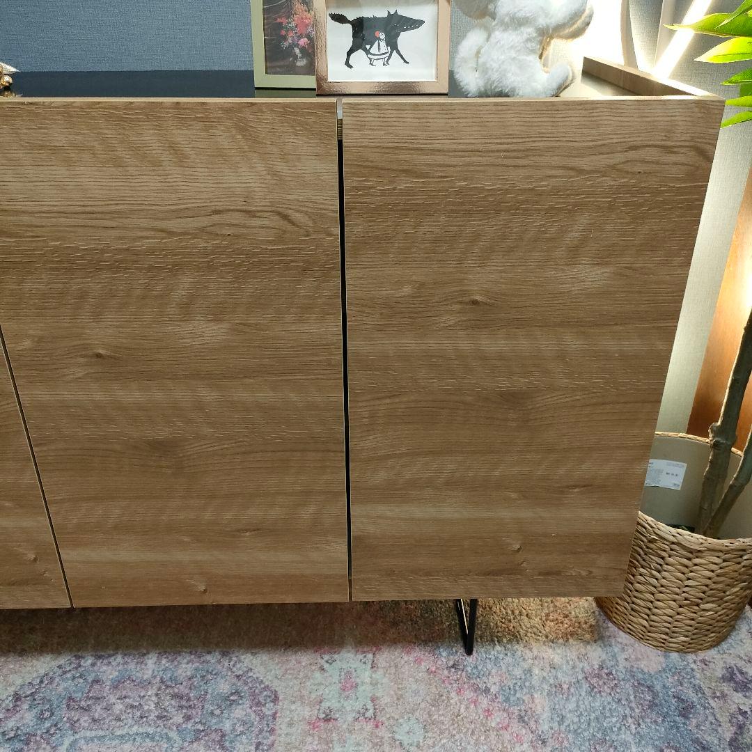 LOWYA ロウヤ リビングボード サイドボード ブラック天板 スチール脚