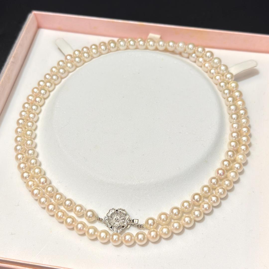 SV/K14WG✨ あこや真珠 パール ネックレス ピアスセット 6.5-7mm