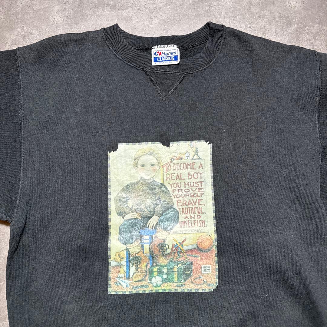 R*1様 90s ヴィンテージ ブラックスウェットLサイズ USA製Hanesボ