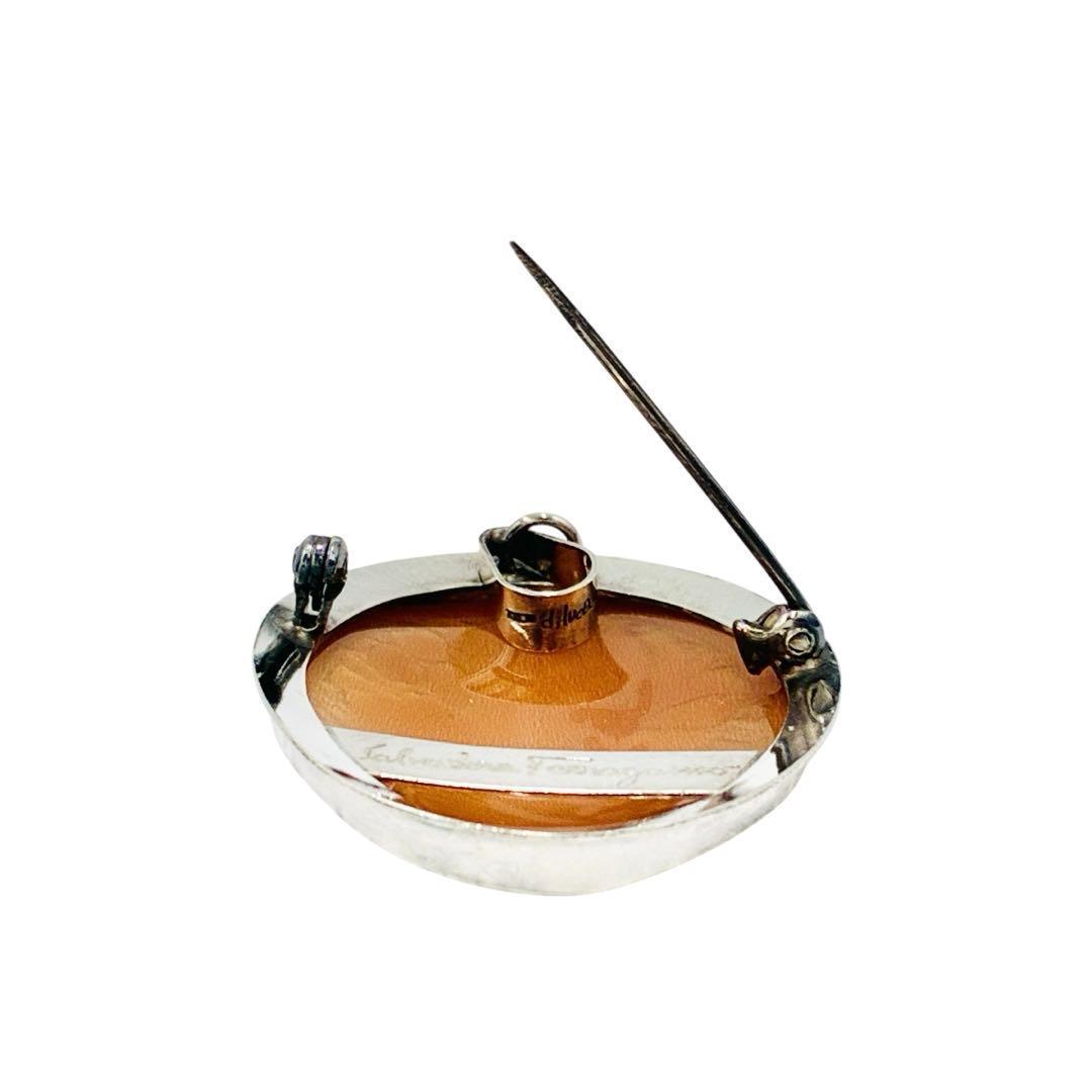 フェラガモ　シェル カメオ ブローチ　アンティーク ビンテージ　トップ