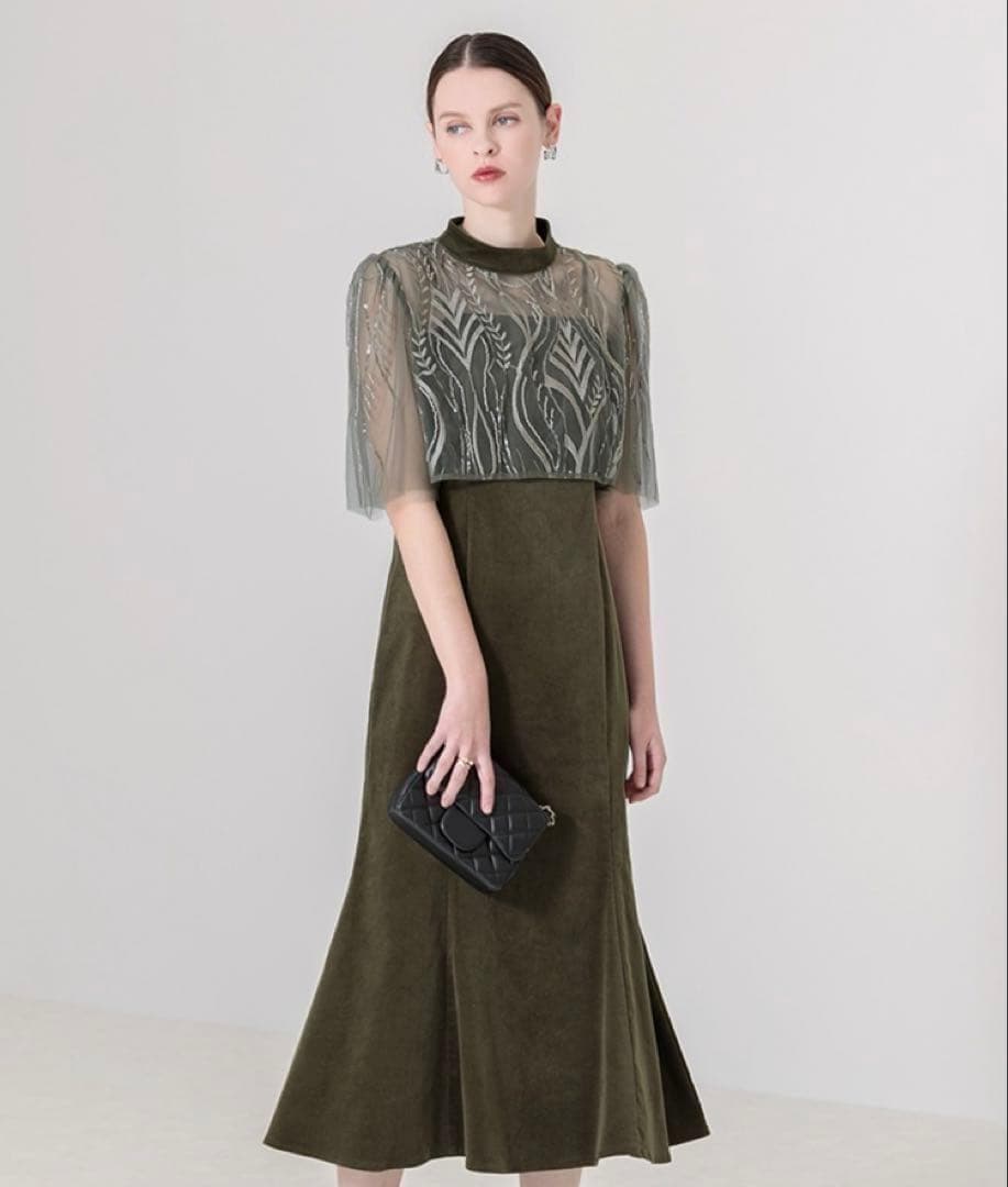 c【美品】レジャ ワンピース ドレス 結婚式 オケージョン パーティー