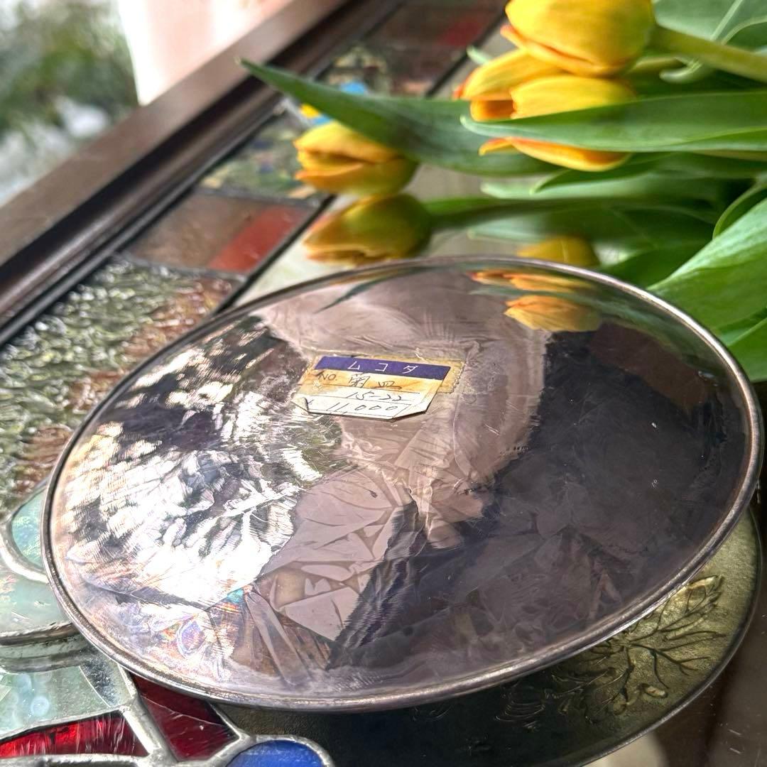 2145様感謝‼️宝石王愛蔵品　菊陰刻純銀皿　80g銀製刻印あり一枚