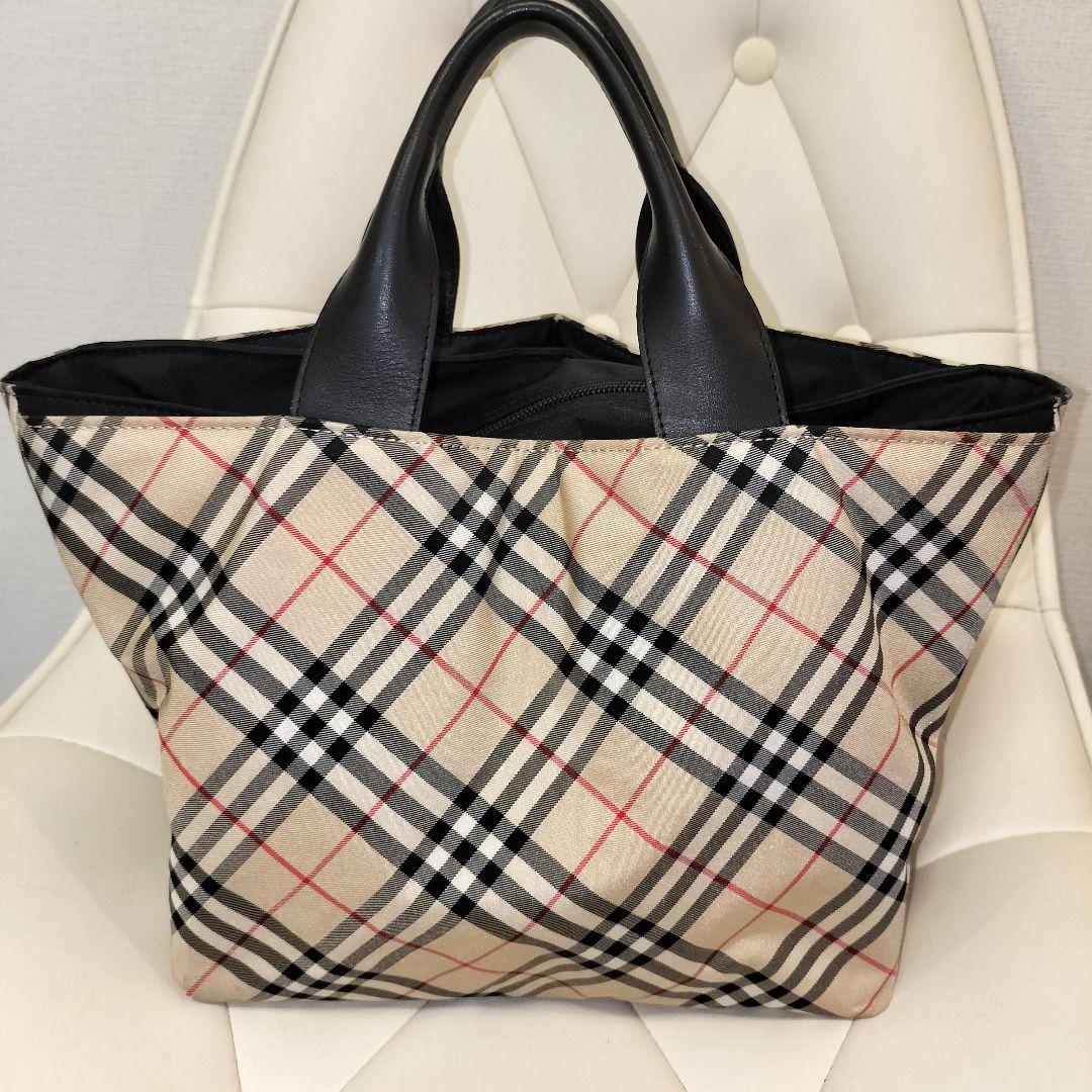 BURBERRY ノバチェック ナイロン ハンドバッグ レザーハンドル　舟形