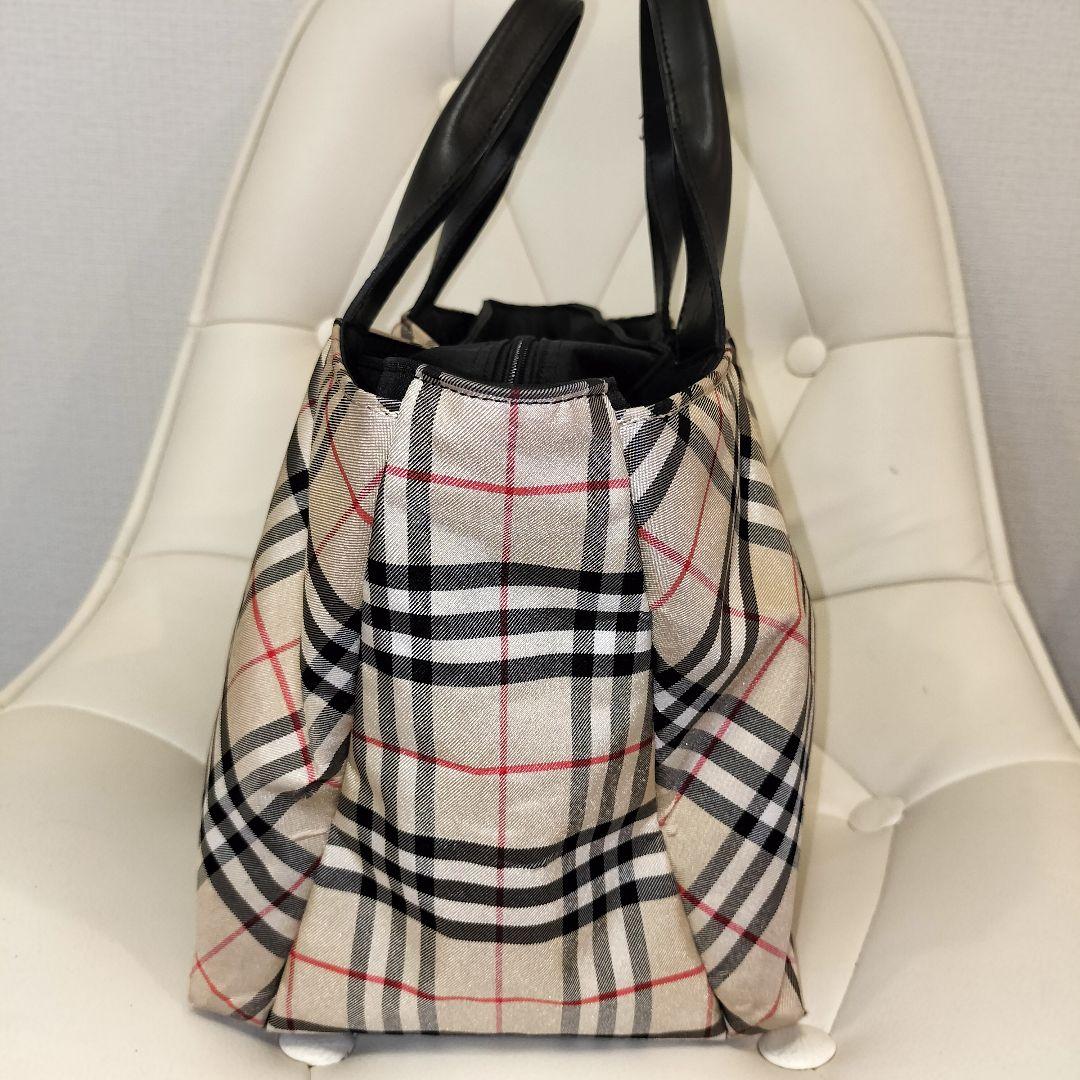 BURBERRY ノバチェック ナイロン ハンドバッグ レザーハンドル　舟形