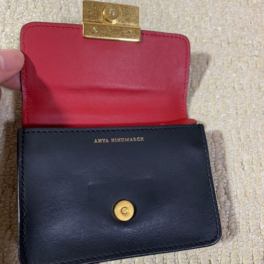 アニヤハインドマーチ　名刺入れ　小銭入れ　黒　レザー