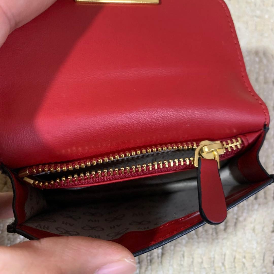 アニヤハインドマーチ　名刺入れ　小銭入れ　黒　レザー