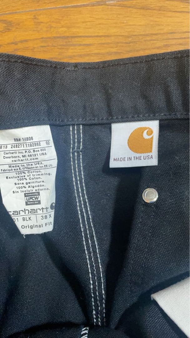 USA製carhartt ダブルニー カーハートダブルニーブラックワンウォッシュ