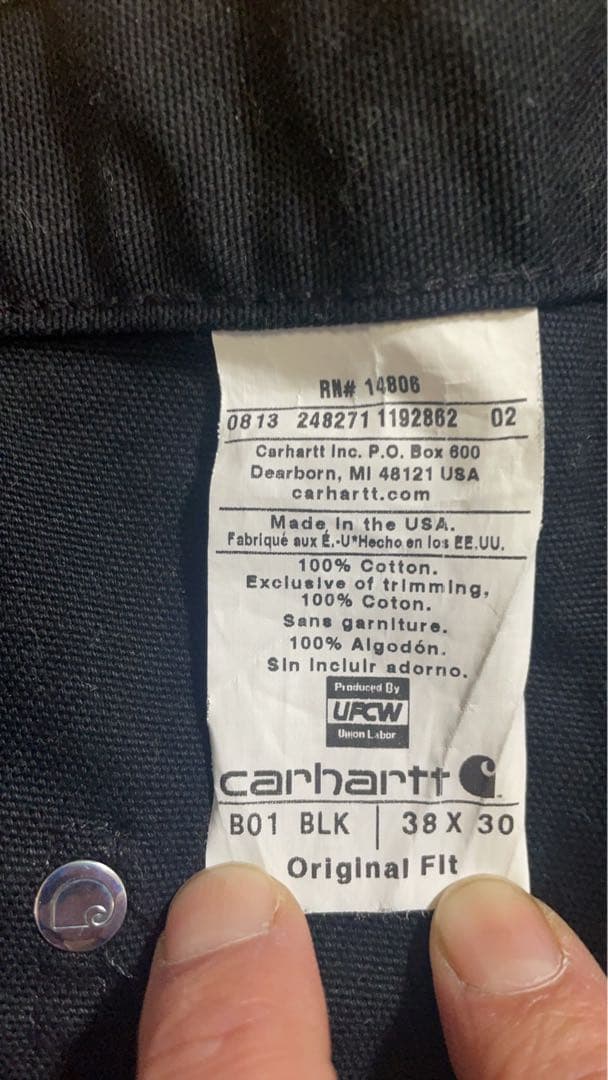 USA製carhartt ダブルニー カーハートダブルニーブラックワンウォッシュ