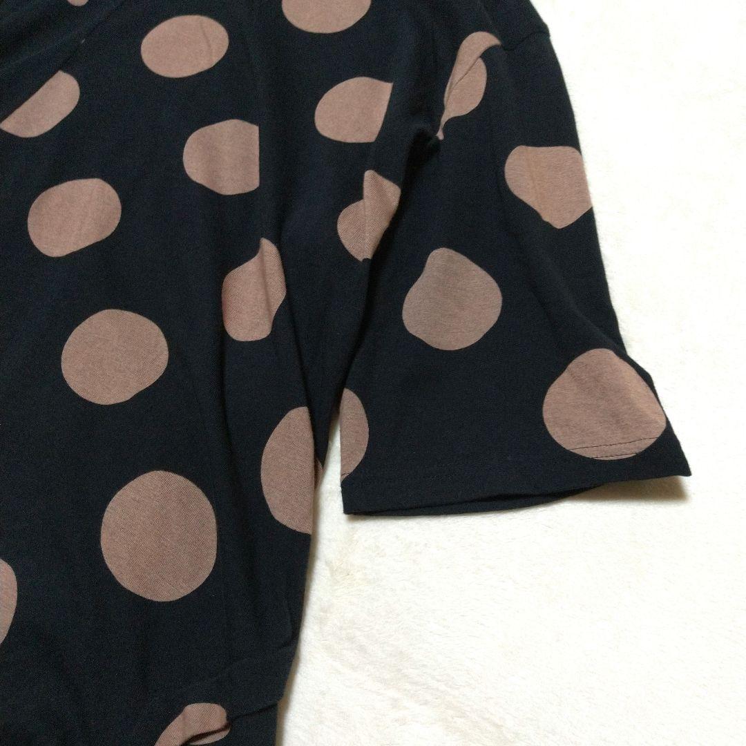 美品　慈雨　五分袖チュニック ドット柄　L　センソユニコ　黒　ベージュ