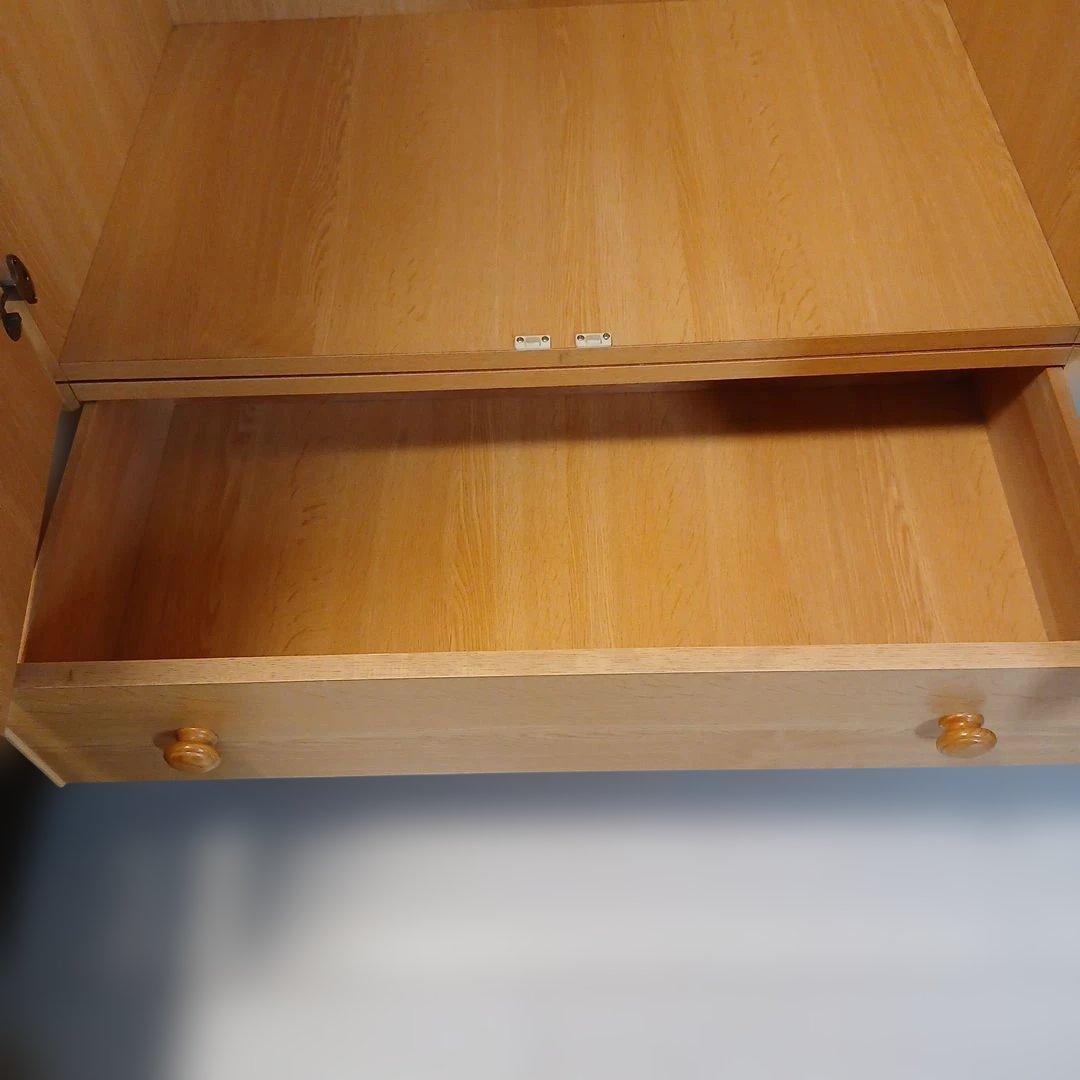 ナチュラルウッド洋服タンス ワードローブ 2引き出し