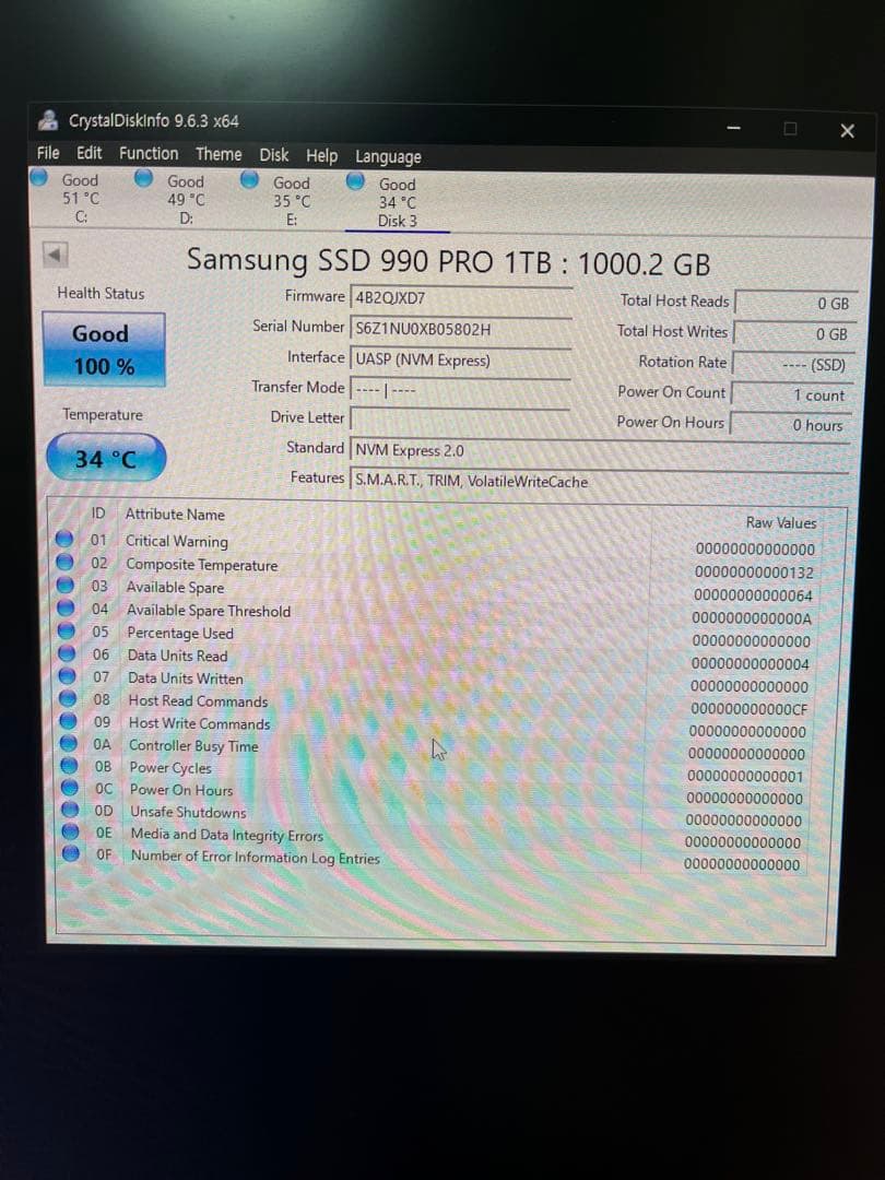 内蔵型SSD Samsung 990 PRO 1TB NVMe M.2 SSD
