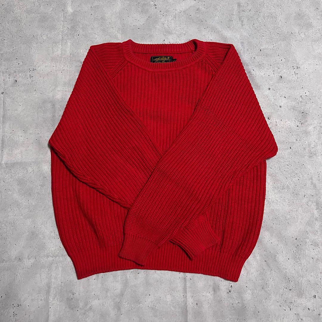 Eddie Bauer コットンニット　レッド　黒タグ後期　80〜90s
