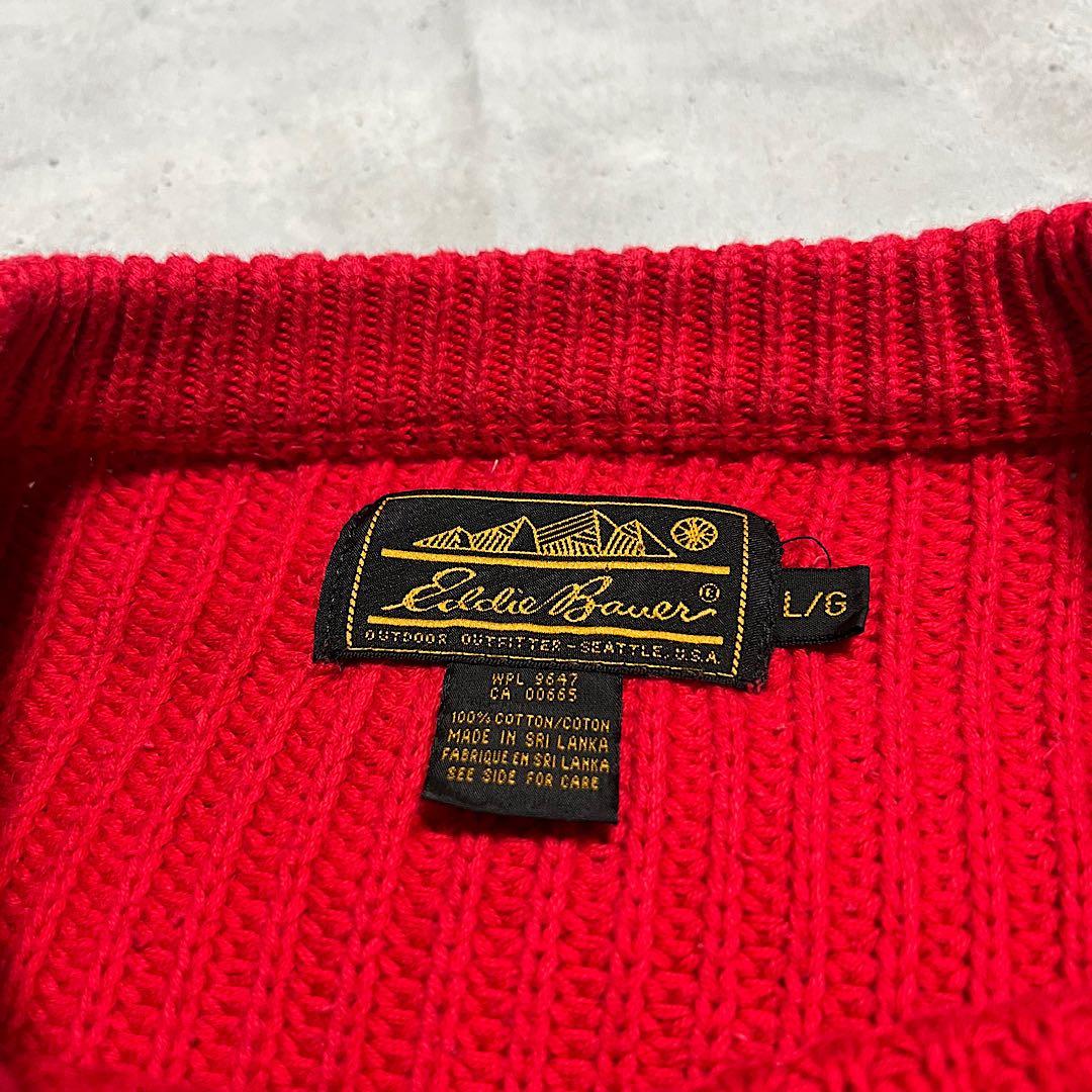 Eddie Bauer コットンニット　レッド　黒タグ後期　80〜90s