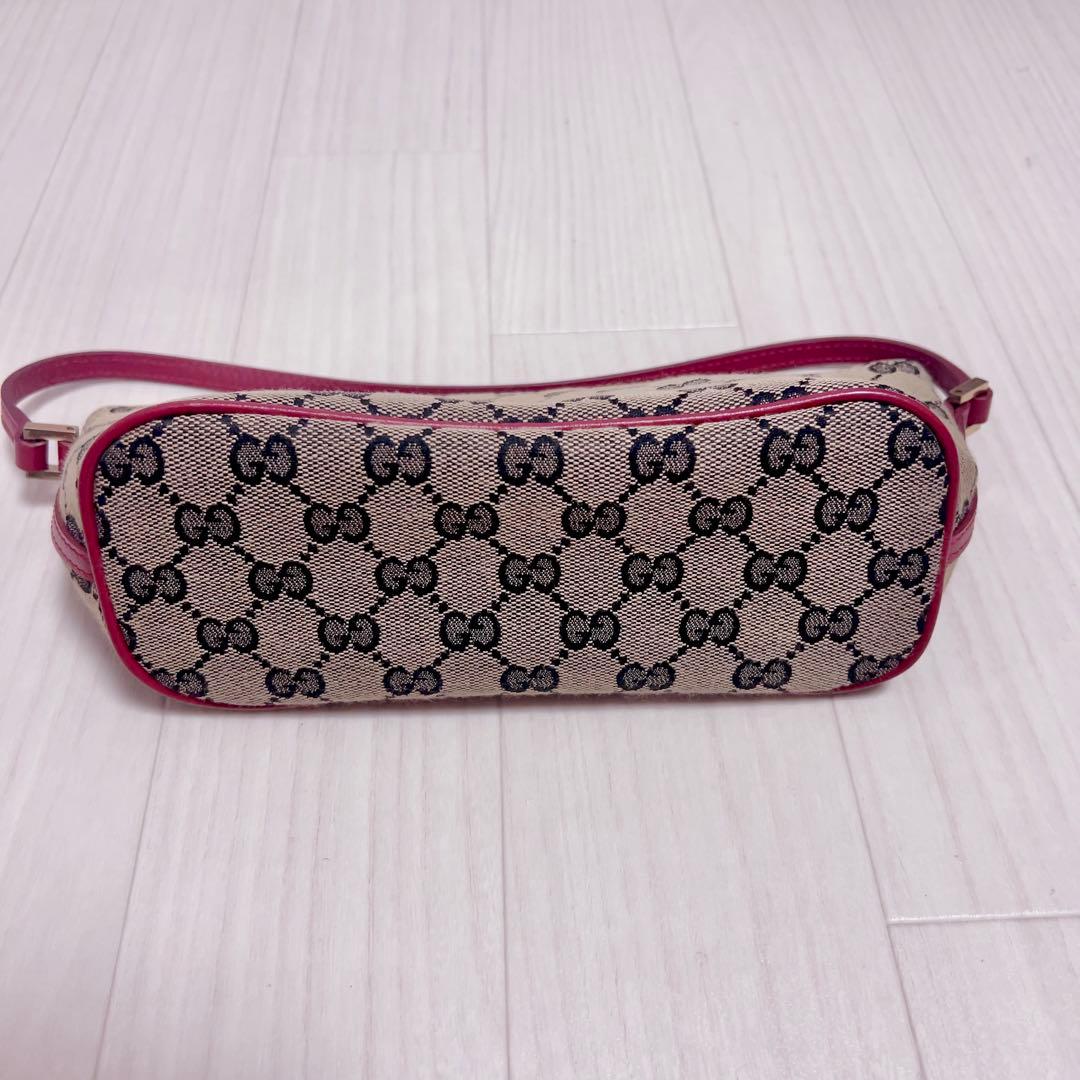 GUCCI アクセサリーポーチ GG柄 レッド ブラウン ハンドバッグ