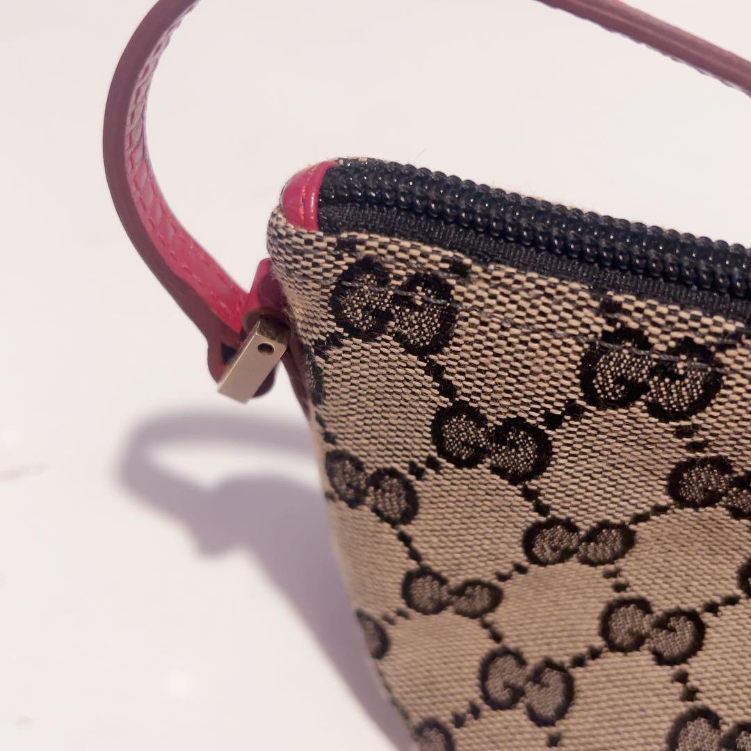 GUCCI アクセサリーポーチ GG柄 レッド ブラウン ハンドバッグ