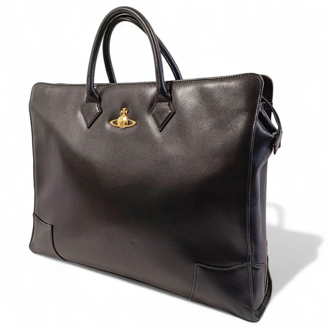 正規品 ヴィヴィアンウエストウッド ビジネスバッグ オーブロゴ レザー 黒