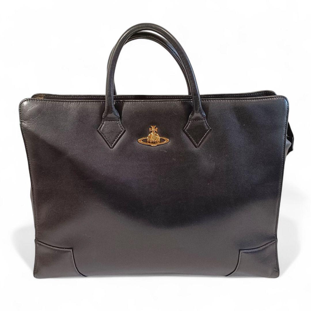 正規品 ヴィヴィアンウエストウッド ビジネスバッグ オーブロゴ レザー 黒