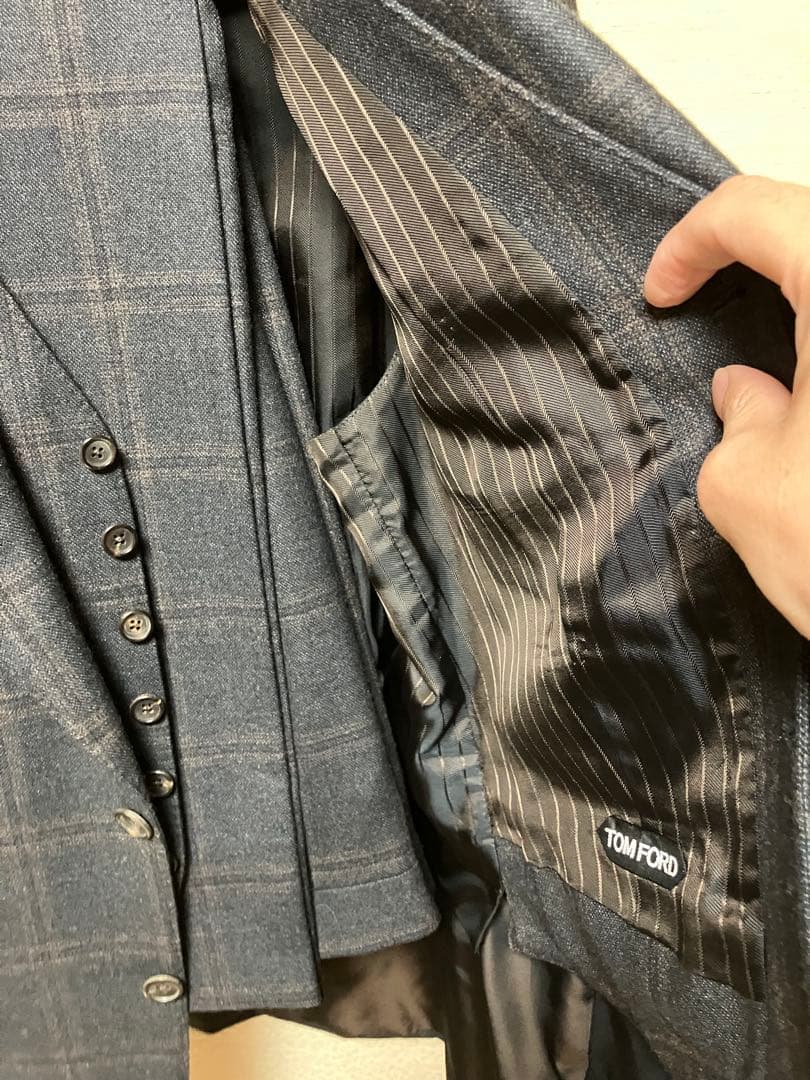 TOM FORD チェック柄ジャケット グレー