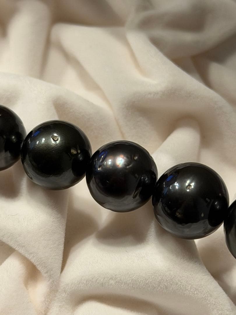 大粒 黒蝶真珠 ネックレス 鑑別書付き 10.5〜13.5mm 本真珠
