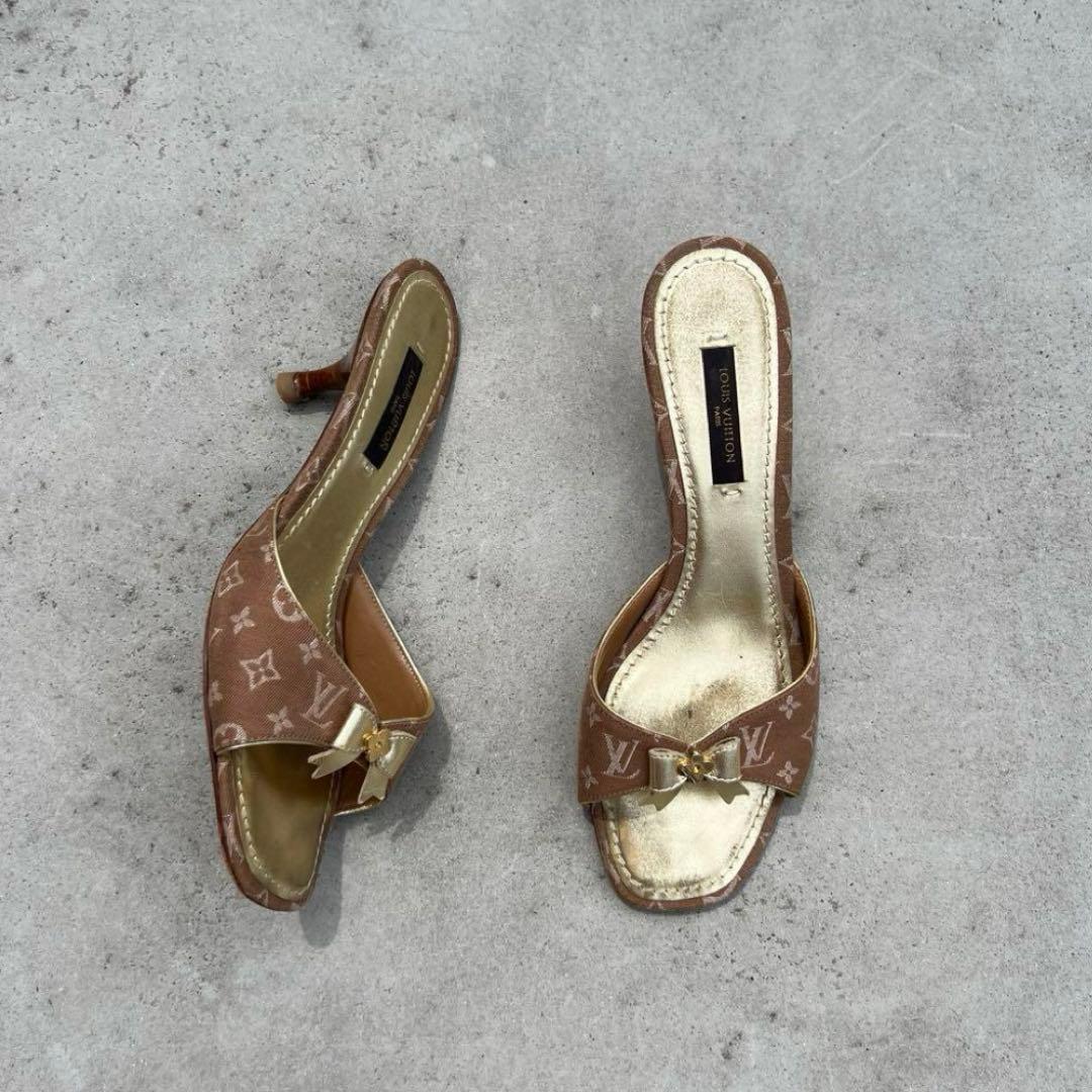 Vintage LOUIS VUITTON ブラウンゴールドミュール