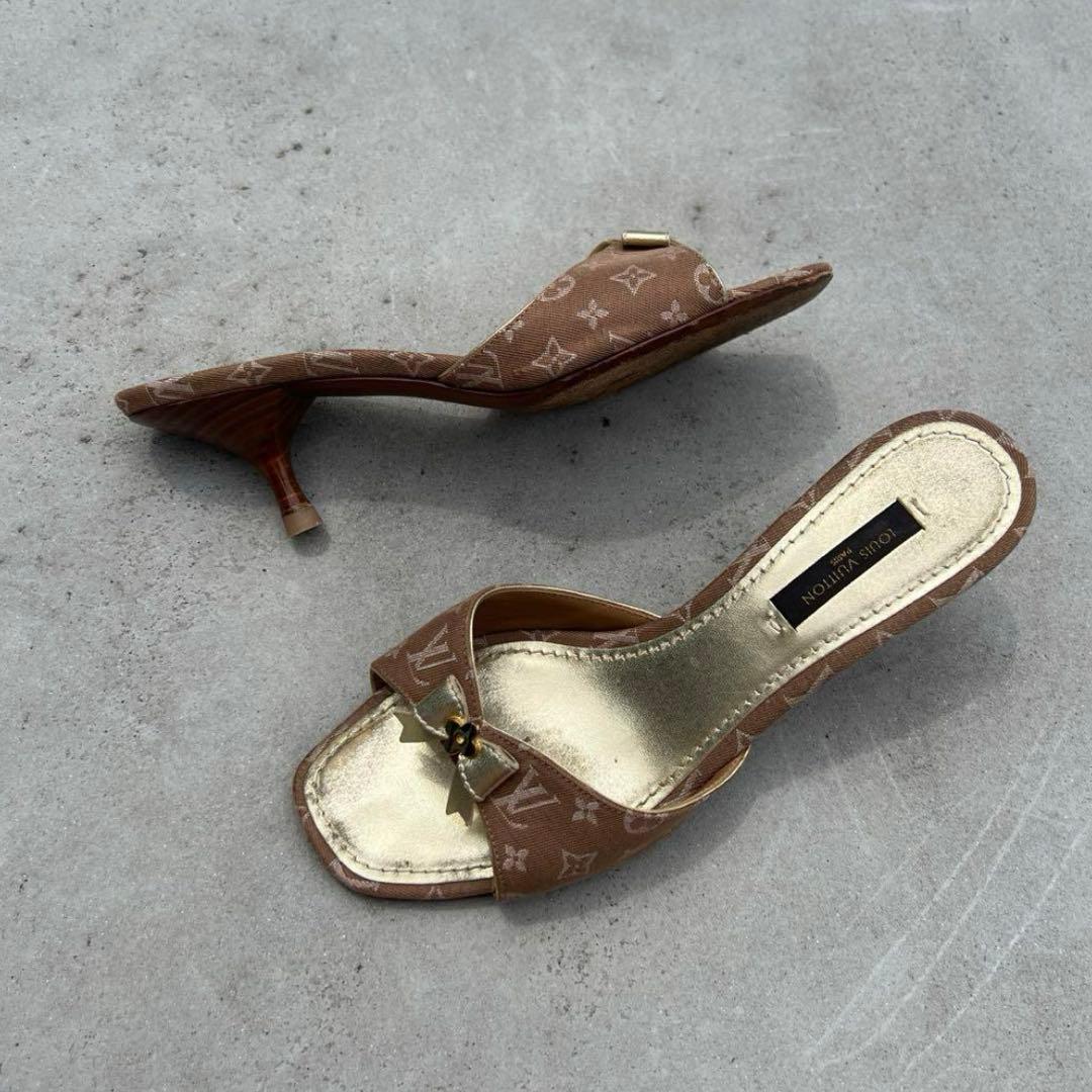 Vintage LOUIS VUITTON ブラウンゴールドミュール