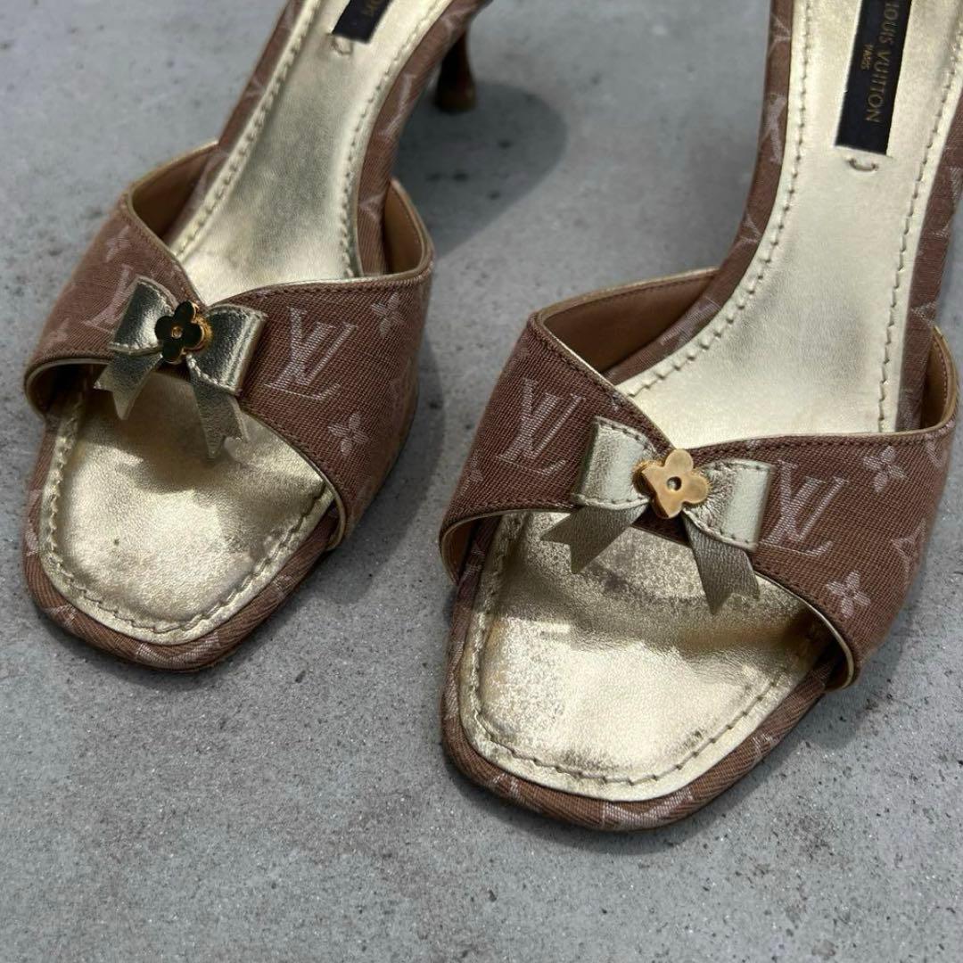 Vintage LOUIS VUITTON ブラウンゴールドミュール