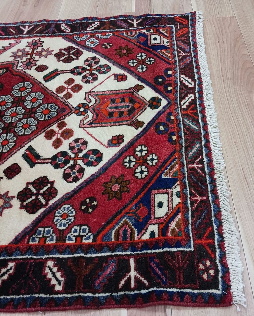 Y3201 ペルシャ絨毯 ハマダン産 ウール 手織り 150×105㎝