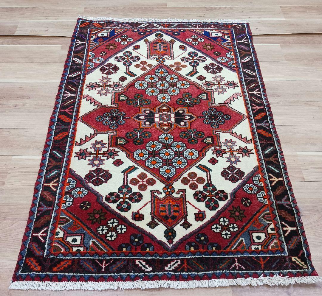 Y3201 ペルシャ絨毯 ハマダン産 ウール 手織り 150×105㎝