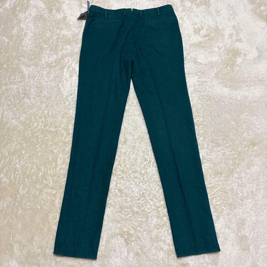 新品タグ付き INCOTEX スリムフィットウールスラックスパンツ グリーン54