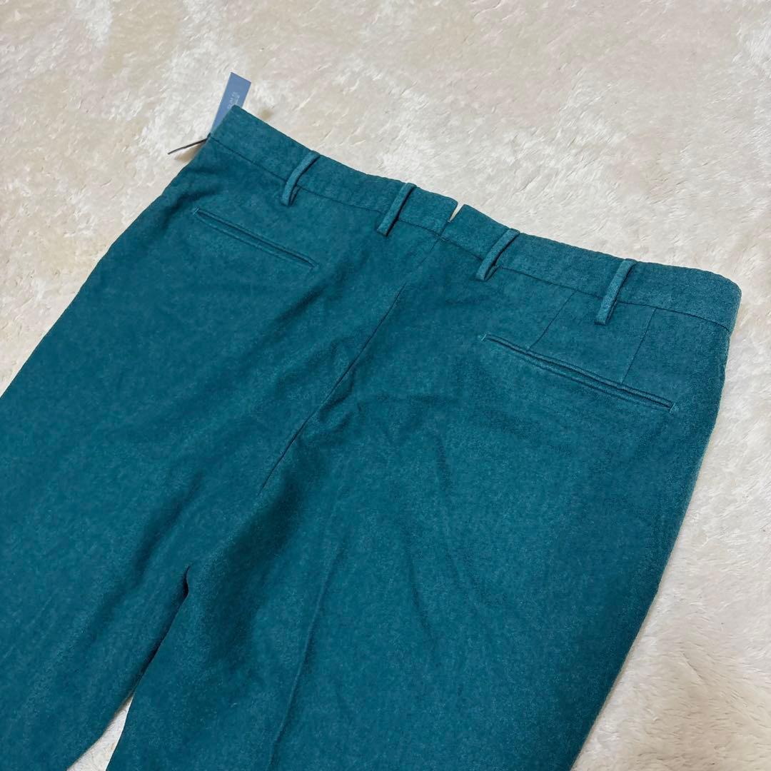 新品タグ付き INCOTEX スリムフィットウールスラックスパンツ グリーン54
