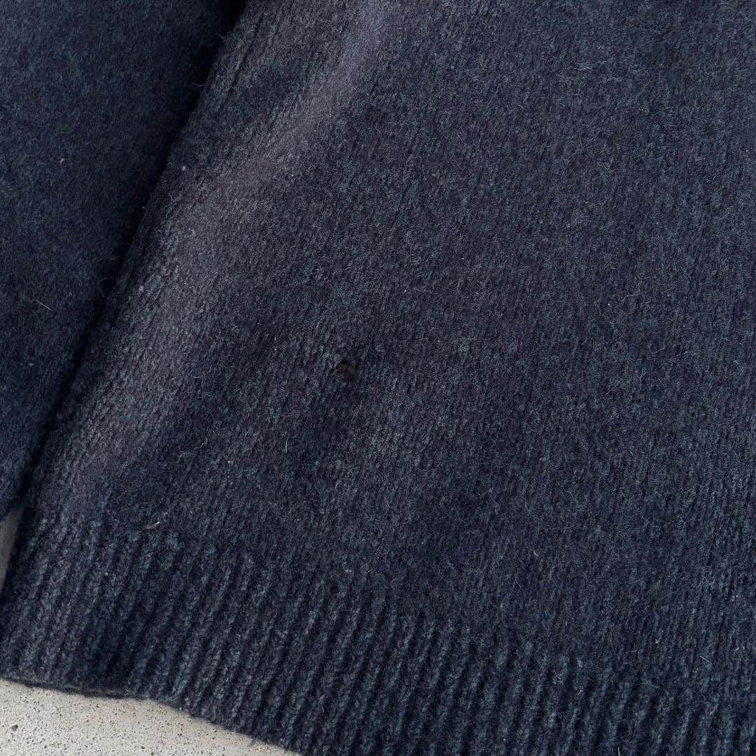 上質 90s 00s エルエルビーン古着 ヘンリーネック ウールニット ネイビー