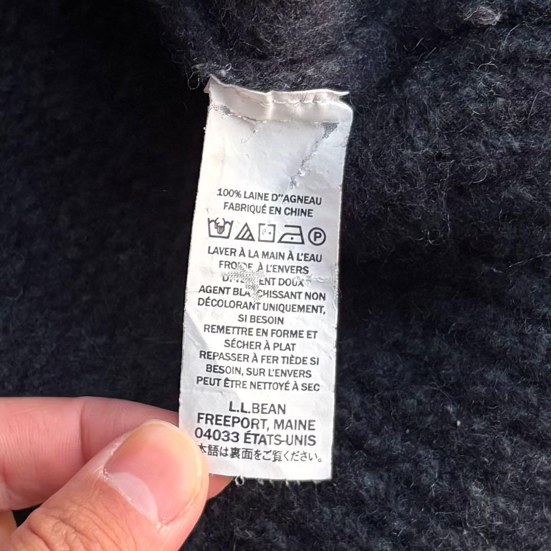 上質 90s 00s エルエルビーン古着 ヘンリーネック ウールニット ネイビー