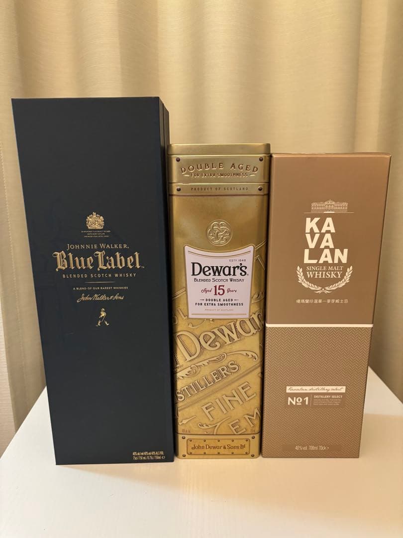 ウィスキー3本セット（ブルーラベル/デュワーズ15年/カバランNo.1）