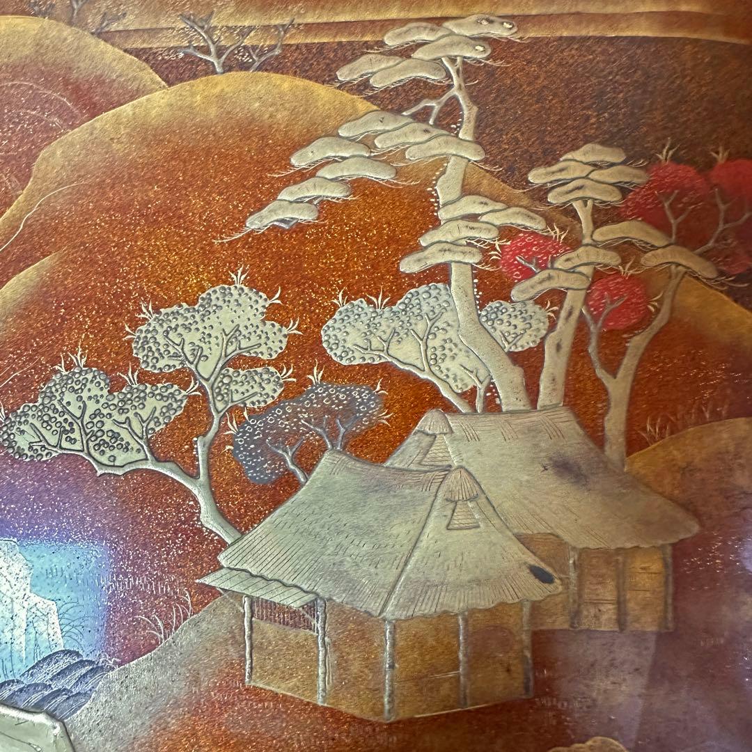 金蒔絵吉野山図硯箱 明治時代-19世紀頃 硯 水滴 双鹿 内梨子地漆器文房具