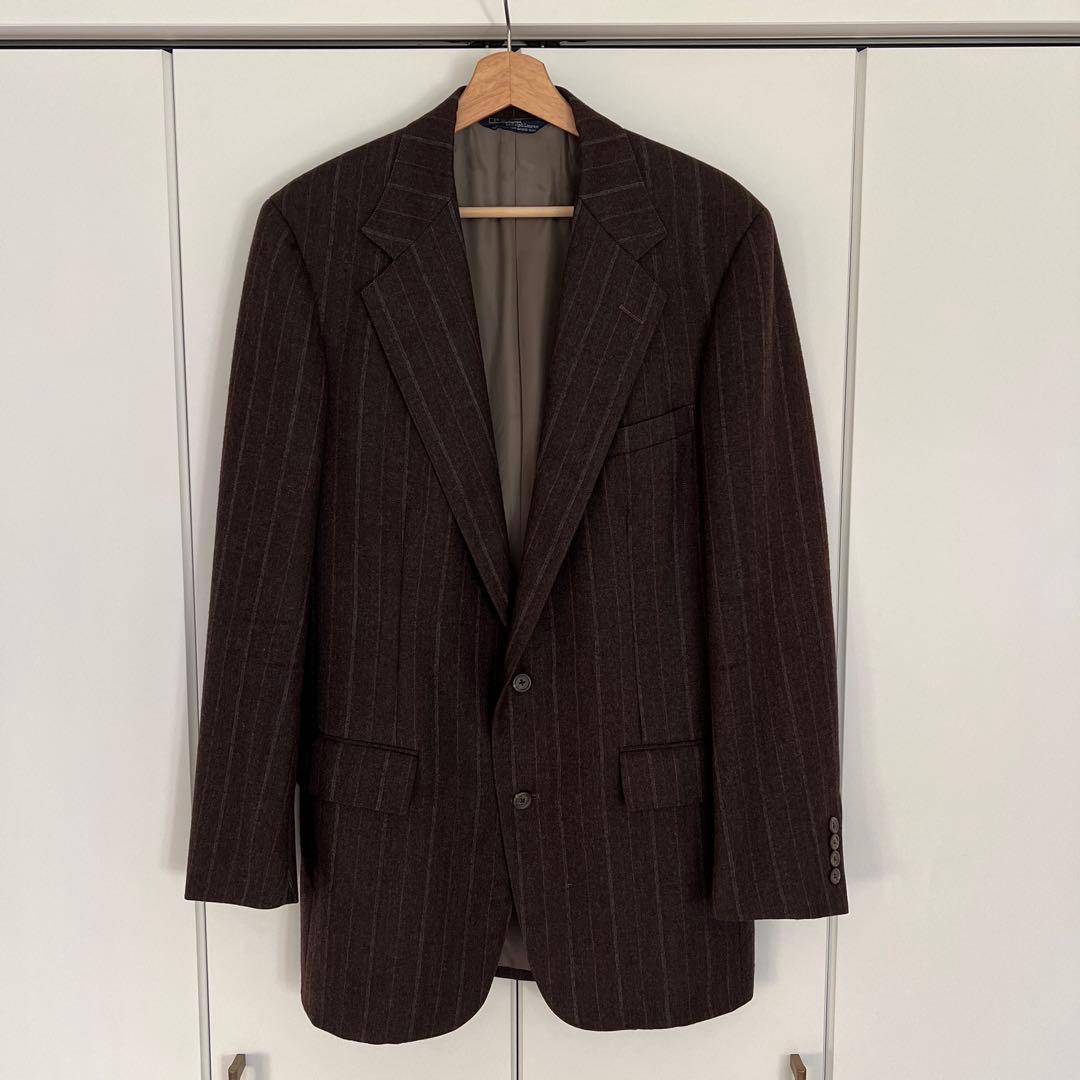 ブラウン ストライプ テーラードジャケット