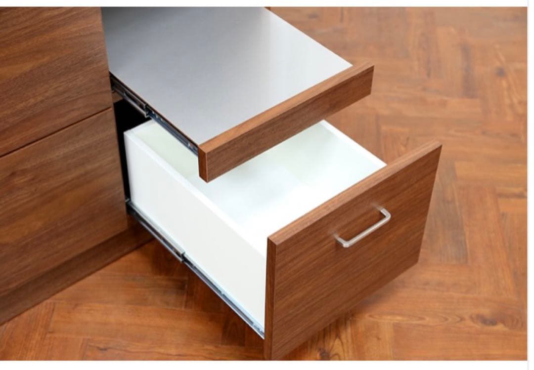 LUCIDOキッチンカウンター　ステンレス天板 3段引き出し