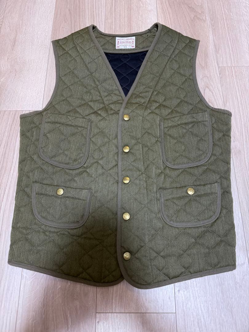 ア*ム様 BONCOURA パイピングベスト　ボンクラ ジレ　オリーブ　36
