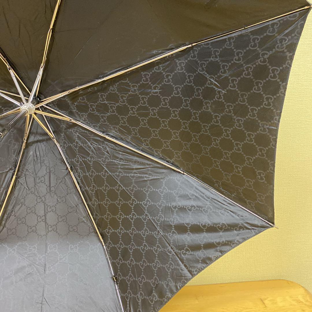 ★極美品★Gucci 折りたたみ傘 ブラックGGパターン ケース付き グッチ