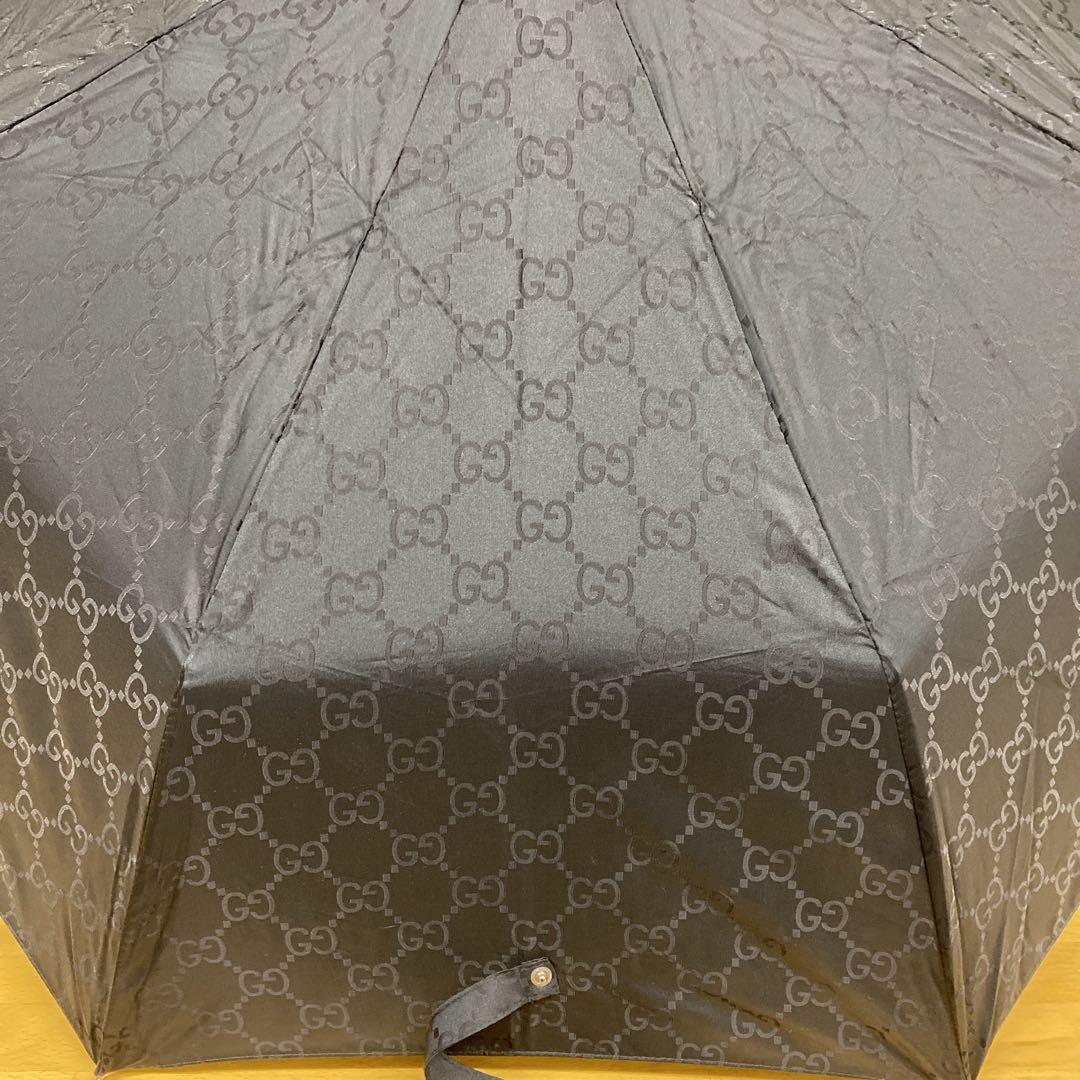 ★極美品★Gucci 折りたたみ傘 ブラックGGパターン ケース付き グッチ