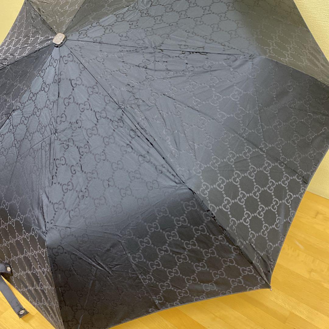 ★極美品★Gucci 折りたたみ傘 ブラックGGパターン ケース付き グッチ