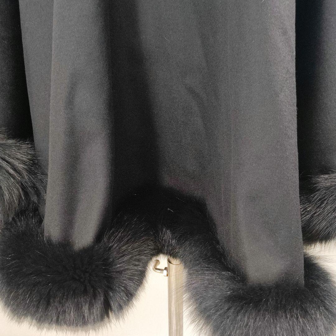 美品　SAGA FURS　ケープ　カシミヤ × 染めブルーフォックス　ブラック