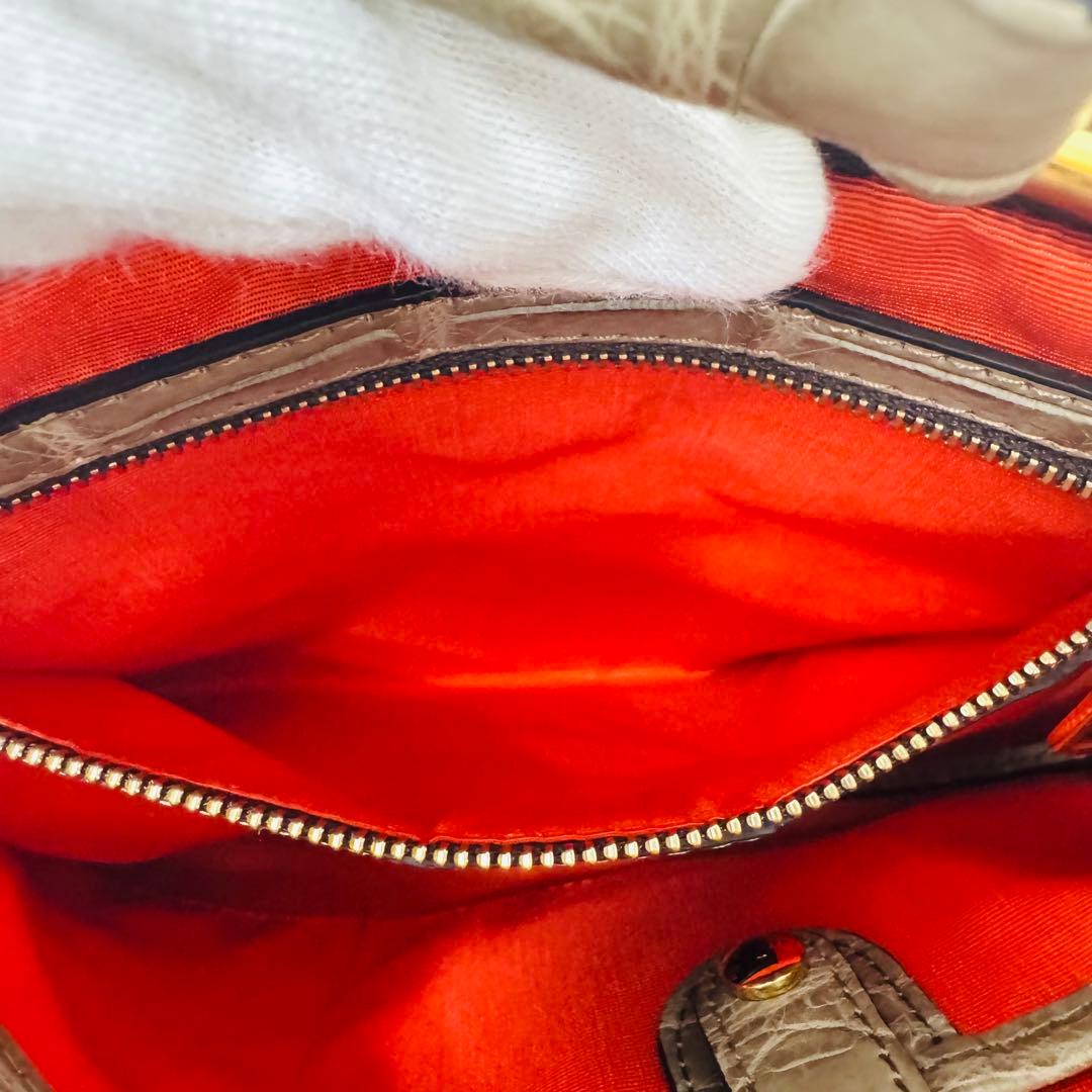 ✨ADMJ✨アクセソワ✨2WAY✨ロゴ✨ゴールド金具✨クロコレザー✨ハンドバッグ