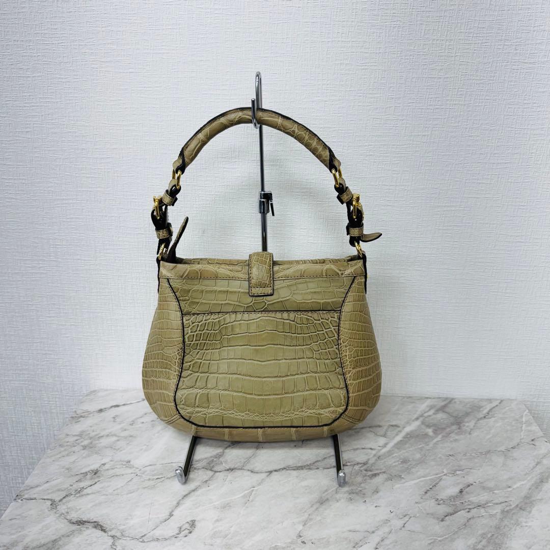 ✨ADMJ✨アクセソワ✨2WAY✨ロゴ✨ゴールド金具✨クロコレザー✨ハンドバッグ