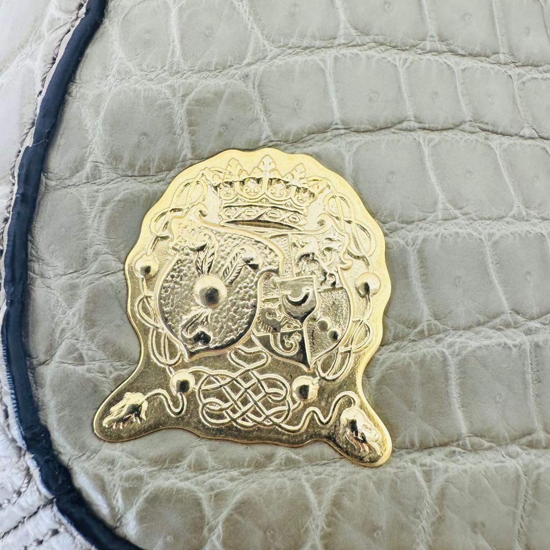 ✨ADMJ✨アクセソワ✨2WAY✨ロゴ✨ゴールド金具✨クロコレザー✨ハンドバッグ