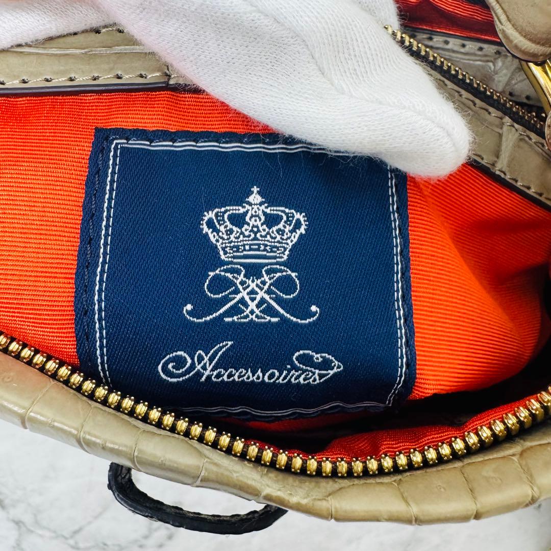 ✨ADMJ✨アクセソワ✨2WAY✨ロゴ✨ゴールド金具✨クロコレザー✨ハンドバッグ