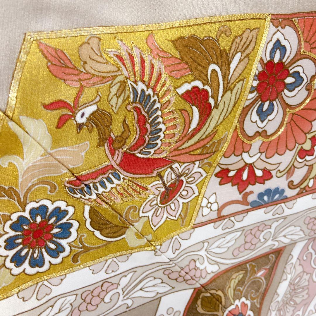 極美品 正絹 色留袖　4点セット 三つ紋 総柄　高級　袋帯　比翼仕立て