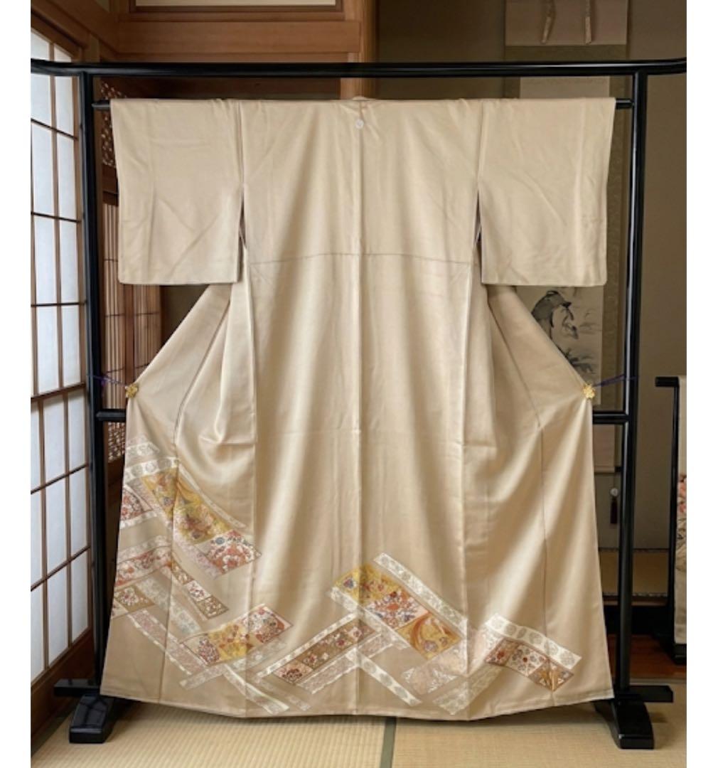 極美品 正絹 色留袖　4点セット 三つ紋 総柄　高級　袋帯　比翼仕立て