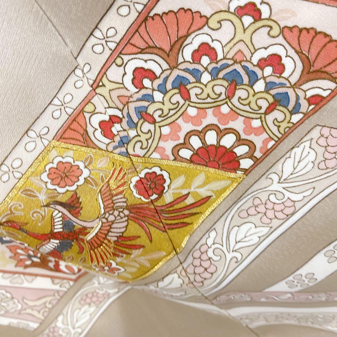 極美品 正絹 色留袖　4点セット 三つ紋 総柄　高級　袋帯　比翼仕立て